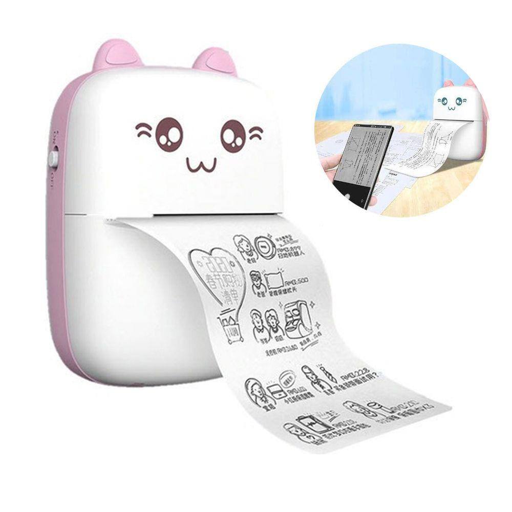 Mini Impressora Sem Tinta Termica Bateria Recarregavel USB Bluetooth Etiqueta Foto Lista Notas Arquivo Portatil Longa Duraçao