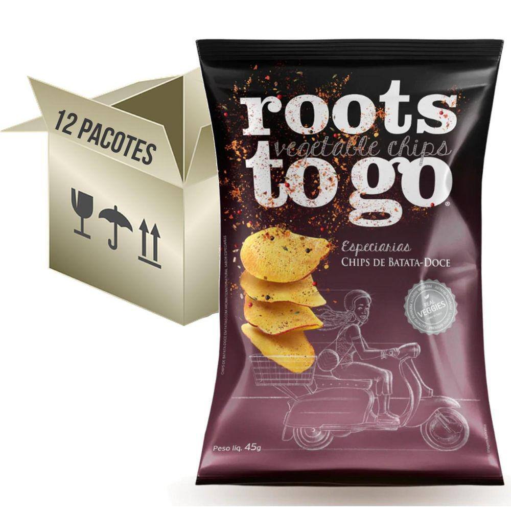 Chips Batata-Doce Roots To Go Especiarias 45G 12 Pacotes