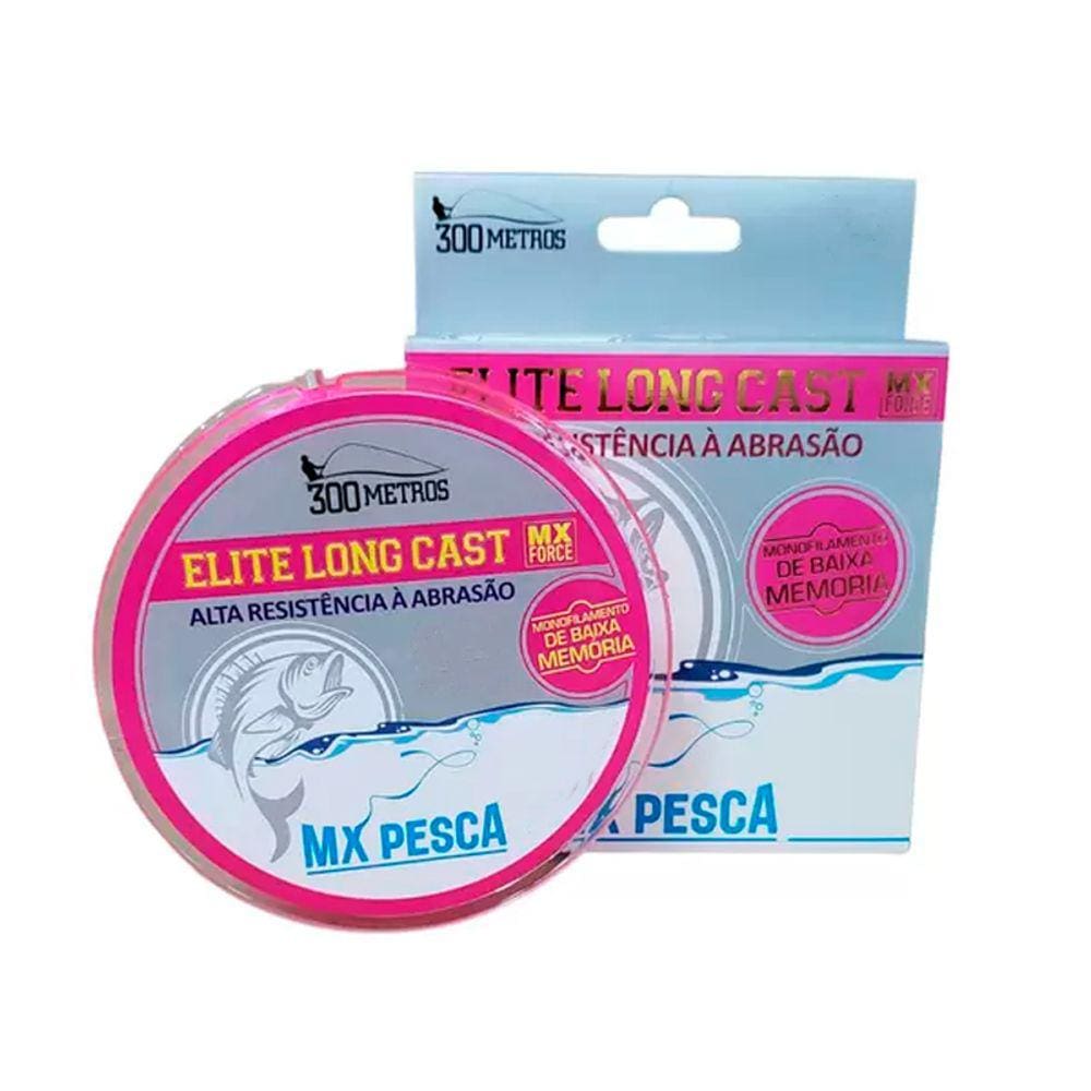 Linha MX Pesca MX Elite Long Cast 300m Monofilamento Rosa 0,33 13,60kg