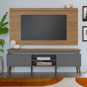 Rack com Painel com Led para Tv até 75 Pol Universal Lumina Carvalho/Grafite