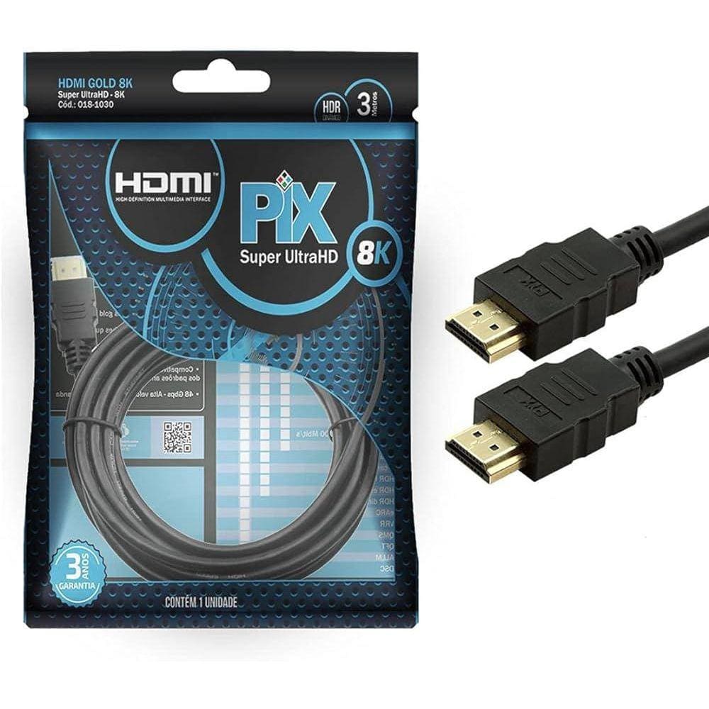 Cabo Hdmi Gold 2.1 8K Hdr 19P 3 Metros Pix 018-1030