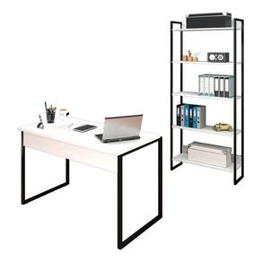 Conjunto Escritório Mesa 120 Estante Studio Branco