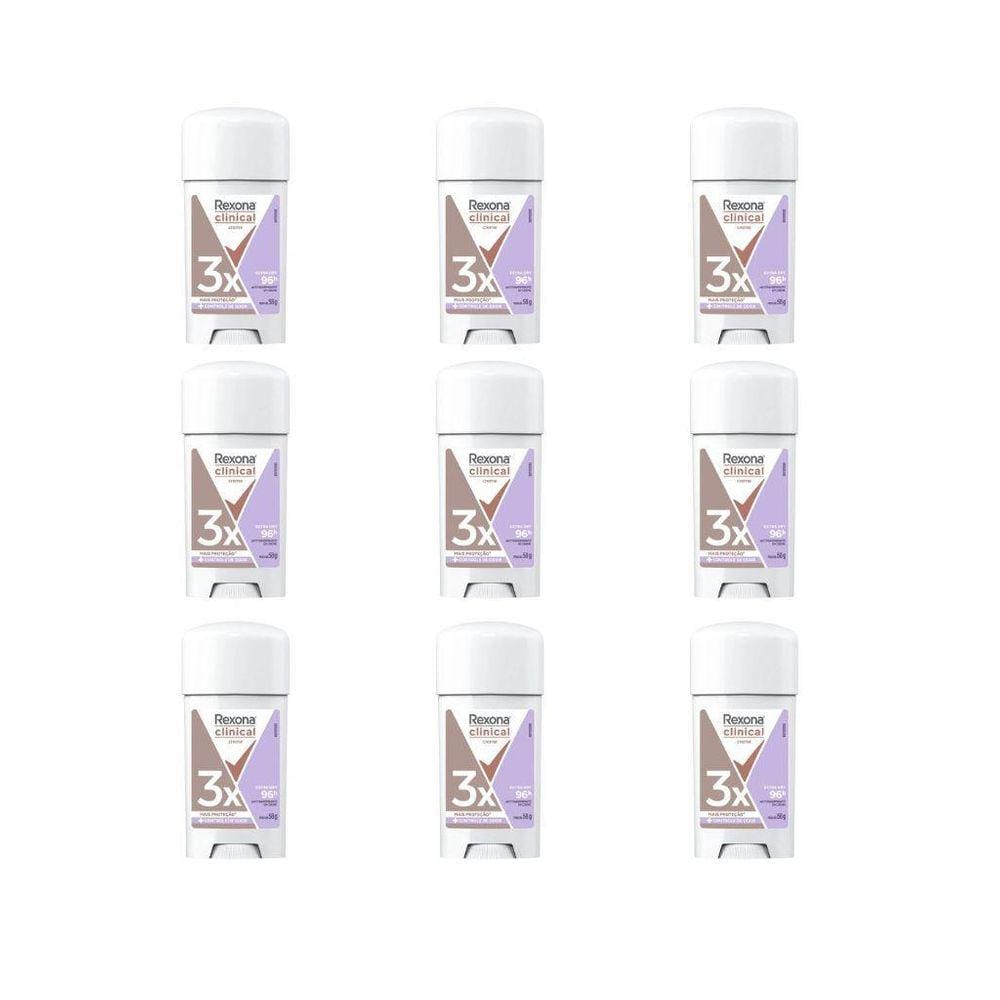 Desodorante Rexona Creme Clinical 58G Fem Extra Dry - 9Un