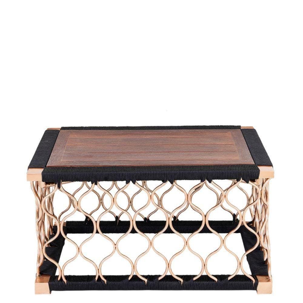 Mesa De Centro + Tampo De Madeira Corda Náutica