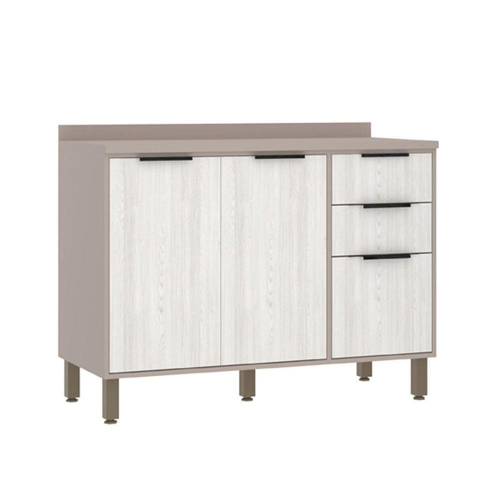Balcão 120cm 2 Portas E 3 Gavetas Com Tampo Stylo Luciane Móveis Cinammon-teka ártico