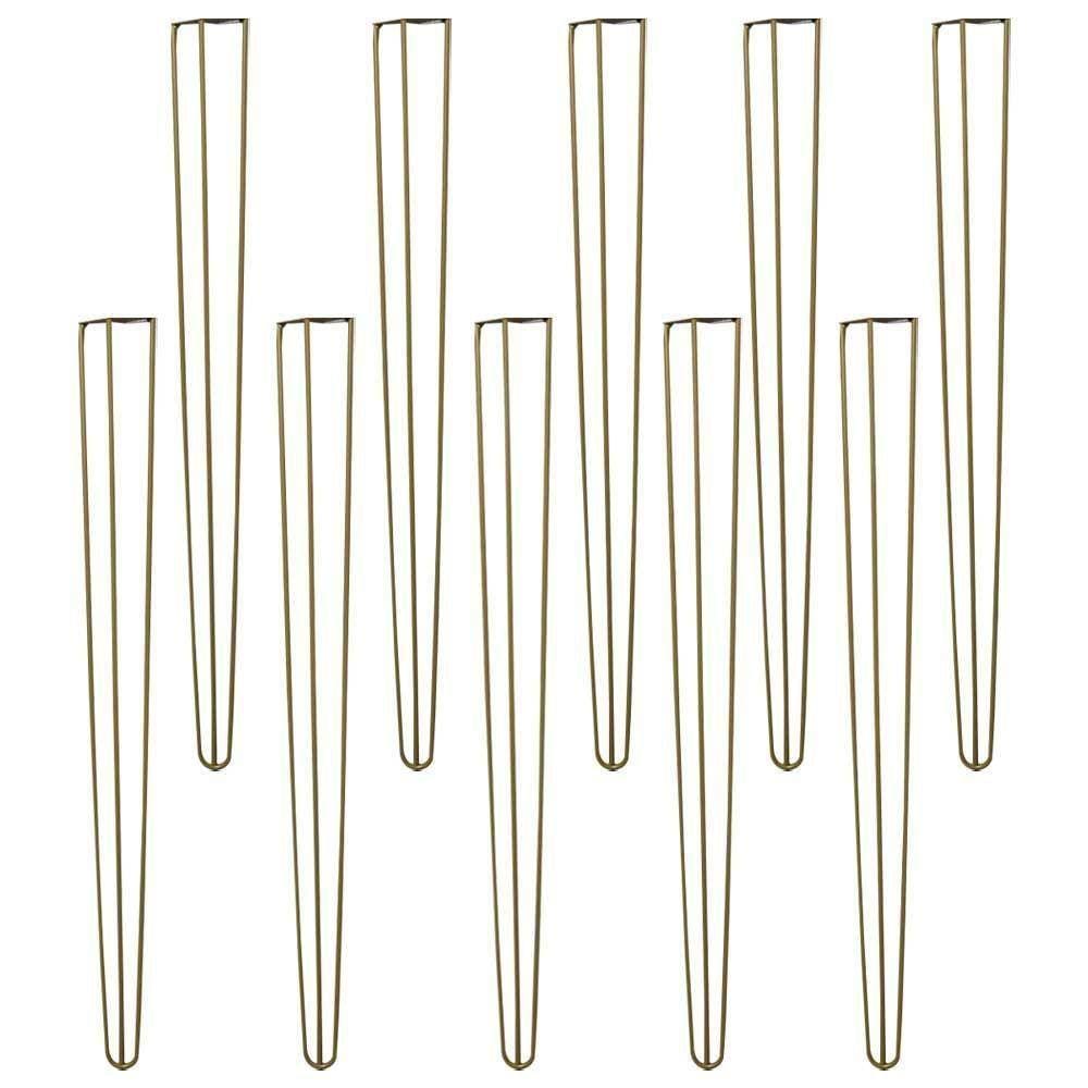 Kit 10 Pés De Metal 90 Cm Aparador E Mesa De Canto Dourado