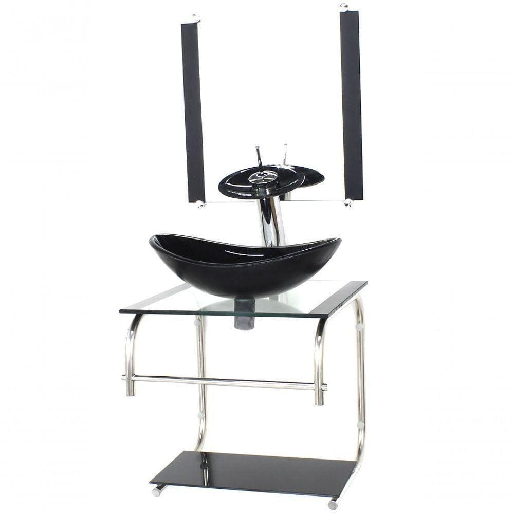 Gabinete De Vidro Cuba Oval 40cm Inox Preto