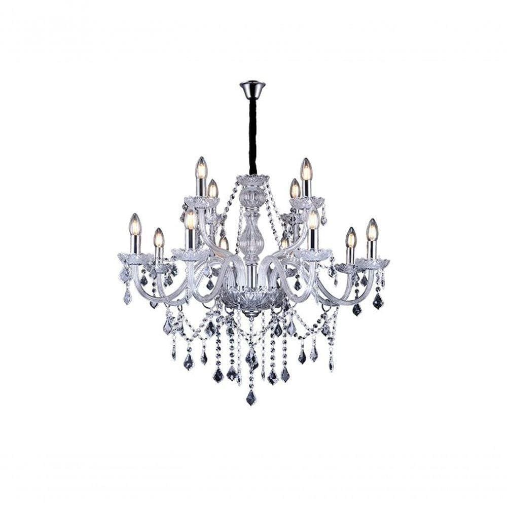 Lustre Glam Maria Tereza Transparente 12 Braços E14 Taschibra