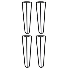 Kit 4 Pés De Metal 30 Cm Mesa De Canto Rack E Puffs Preto