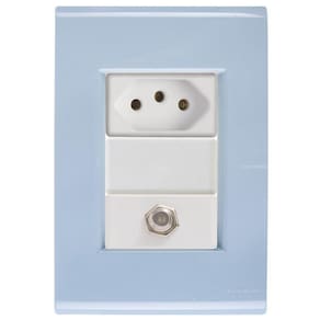 Cj Tomadas 10a E Tv Sat Coaxial Liz Azul Jeans Tramontina Completo Pronto Tramontina