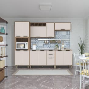 Cozinha Completa 5 Peças Com Aéreos Balcão Aspen Luciane Móveis Vanilla/beige