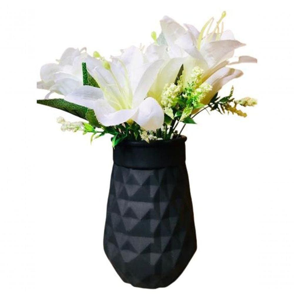Vaso Cachepot Diamante Decorativo Planta Preto Fosco