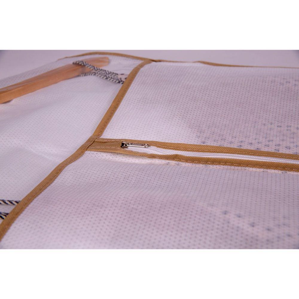 Capa Protetora Para Roupas Sociais e Casacos Vizapi Classic 150x55cm Branco Bege