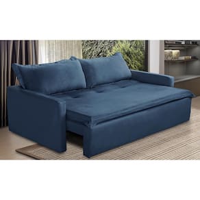 Sofá Sem Caixa Retrátil e Reclinável 2,00m com Molas Luzia Suede Azul Madelina Decor