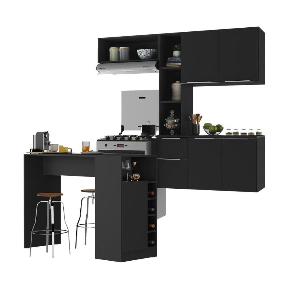 Armário de Cozinha Compacta com Bancada Americana Sofia Multimóveis MP2196