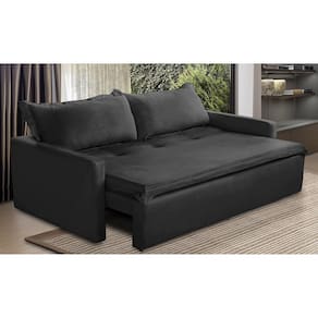 Sofá Sem Caixa Retrátil e Reclinável 2,00m com Molas Luzia Suede Preto Madelina Decor
