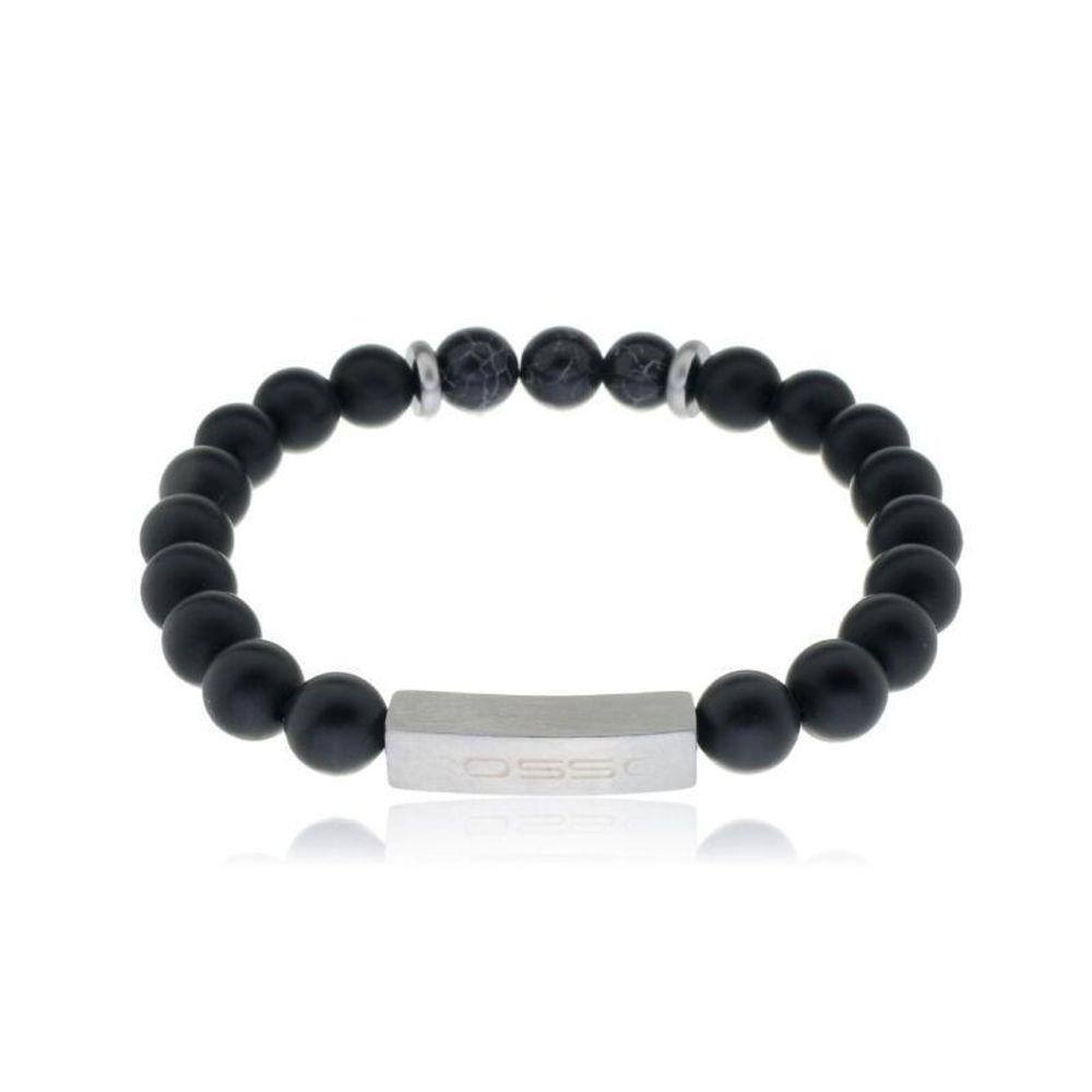 Bracelete Aço Shambala Onix Fosca E Trabalhado Craquelado