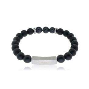 Bracelete Aço Shambala Onix Fosca E Trabalhado Craquelado