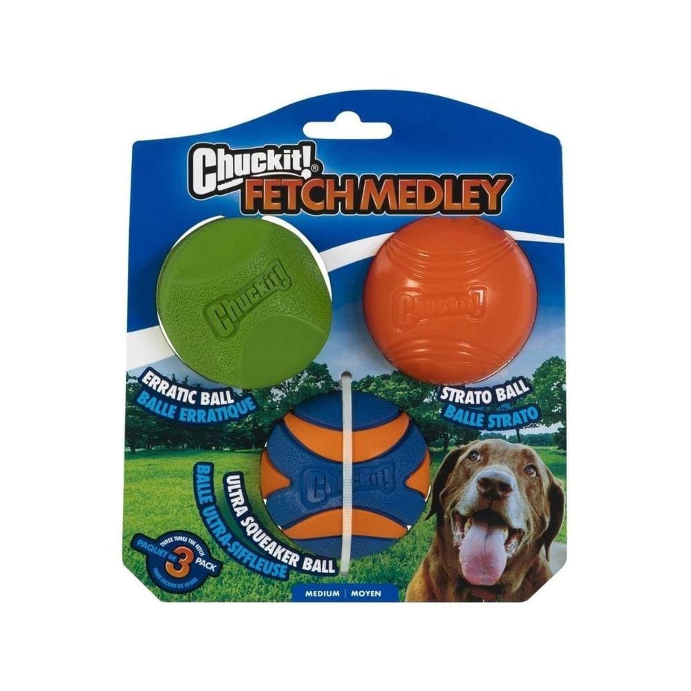 Brinquedo Chuckit Fetch Medley Pack 3 Bolas Para Cães Médio