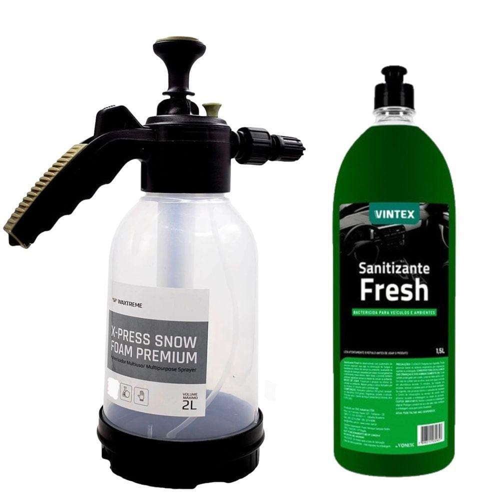 Pulverizador X-Press Snow Foam 2 Litros Waxtreme + Santizante Fresh 1,5L Vonixx