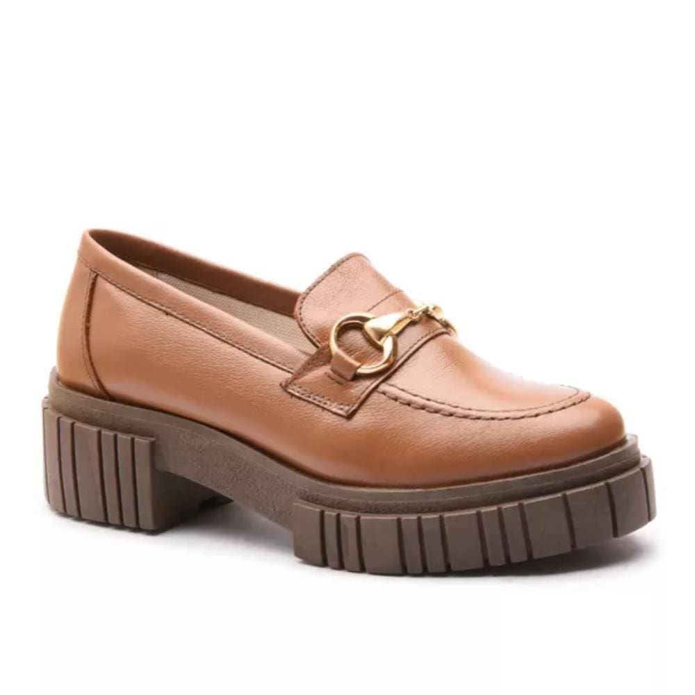 Mocassim Feminino em Couro Tratorado Casual Bridão Moda