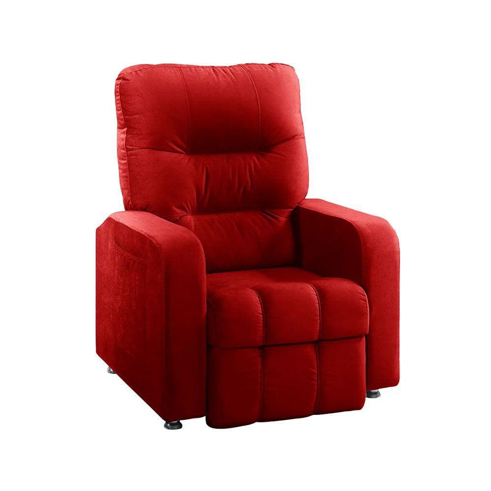 Poltrona do Papai Reclinável Maldivas Suede Vermelho Shop das Cabeceiras