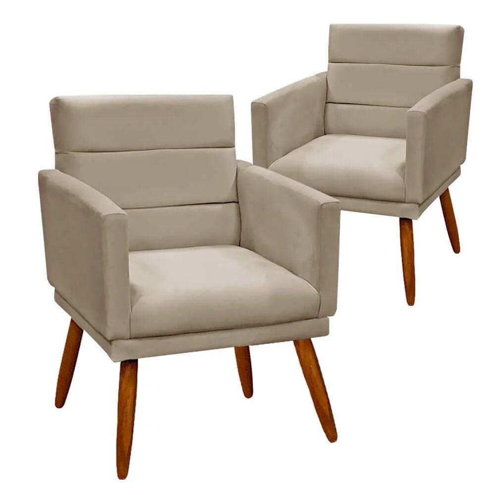 Kit 2 Poltronas Decorativas Nina Veludo Bege Marfim Shop das Cabeceiras