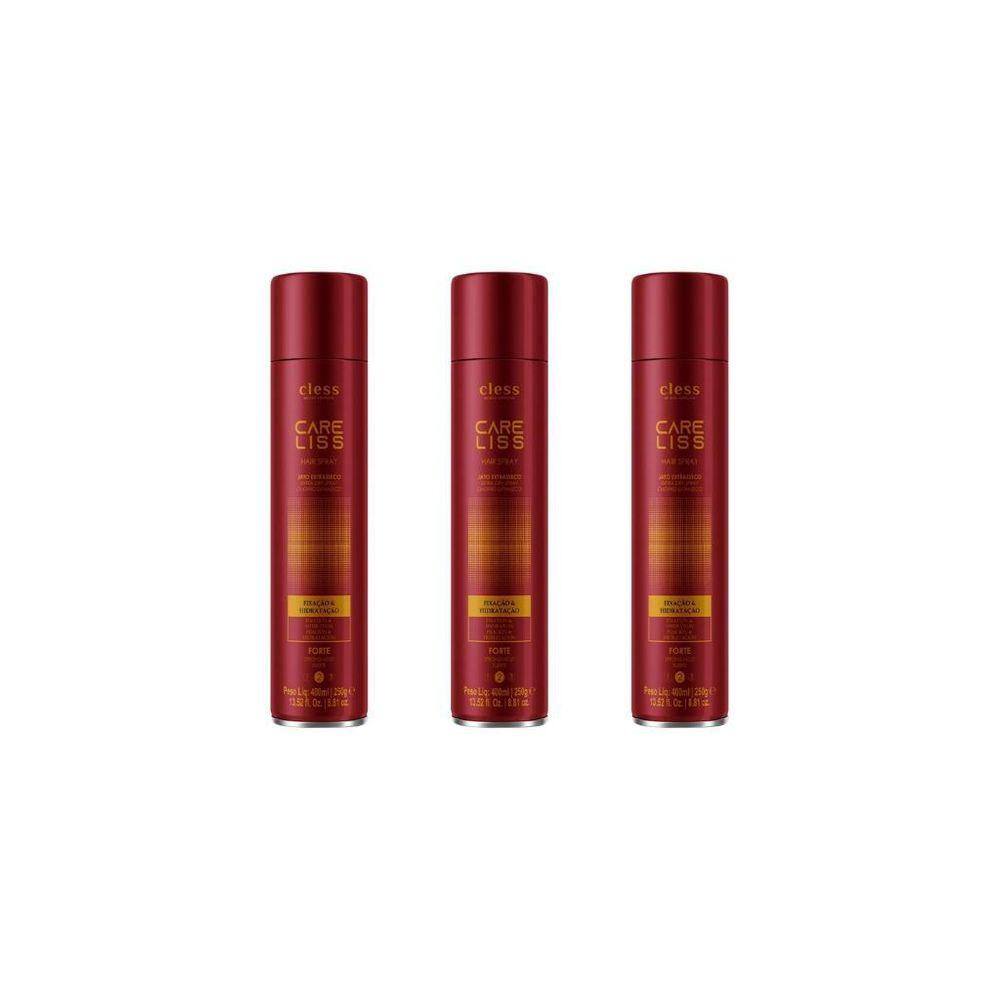 Hair Spray Fixador Care Liss Forte 400Ml-Kit C/3Un