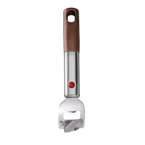Abridor De Garrafa/Lata Em Aço Inox Com Cabo de Madeira 17cm