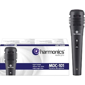 Microfone Dinâmico Super Cardióide com Cabo de 3M Harmonics MDC101 Preto