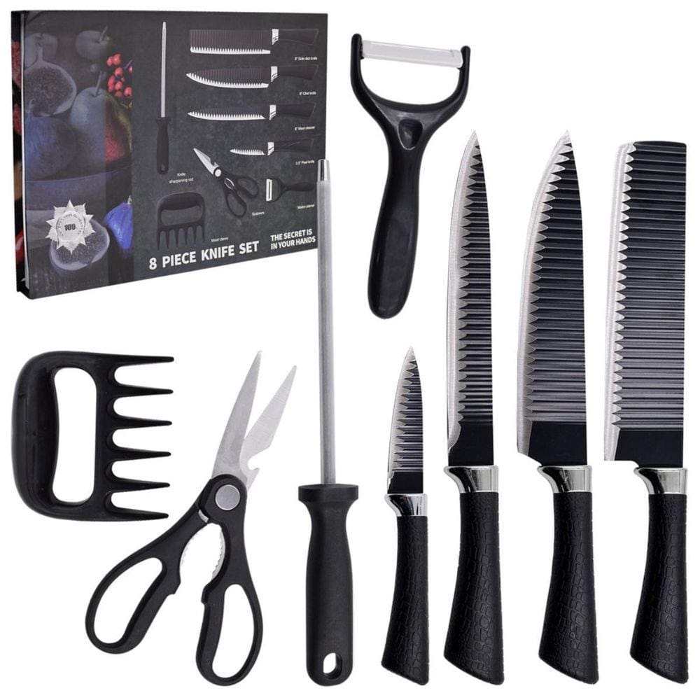 Conjunto De Facas 8 Pcs Profissional Churrasco Cozinha Inox