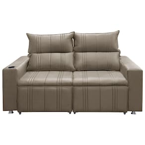 Sofá 2 lugares Retrátil e Reclinável Madri 1,60M Suede Bege Shop das Cabeceiras