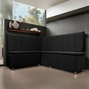 Canto Alemão 4 Lugares para Lanchonete 1,25x1,60m Liso Preto SOFA STORE