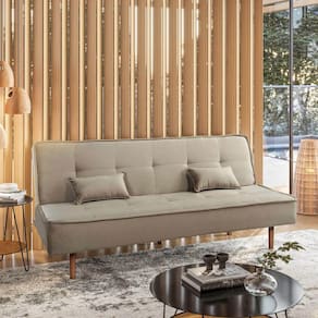 Sofá Cama Silver 3 Lugares Reclinável Suede Bege 1,92 - Shop das Cabeceiras