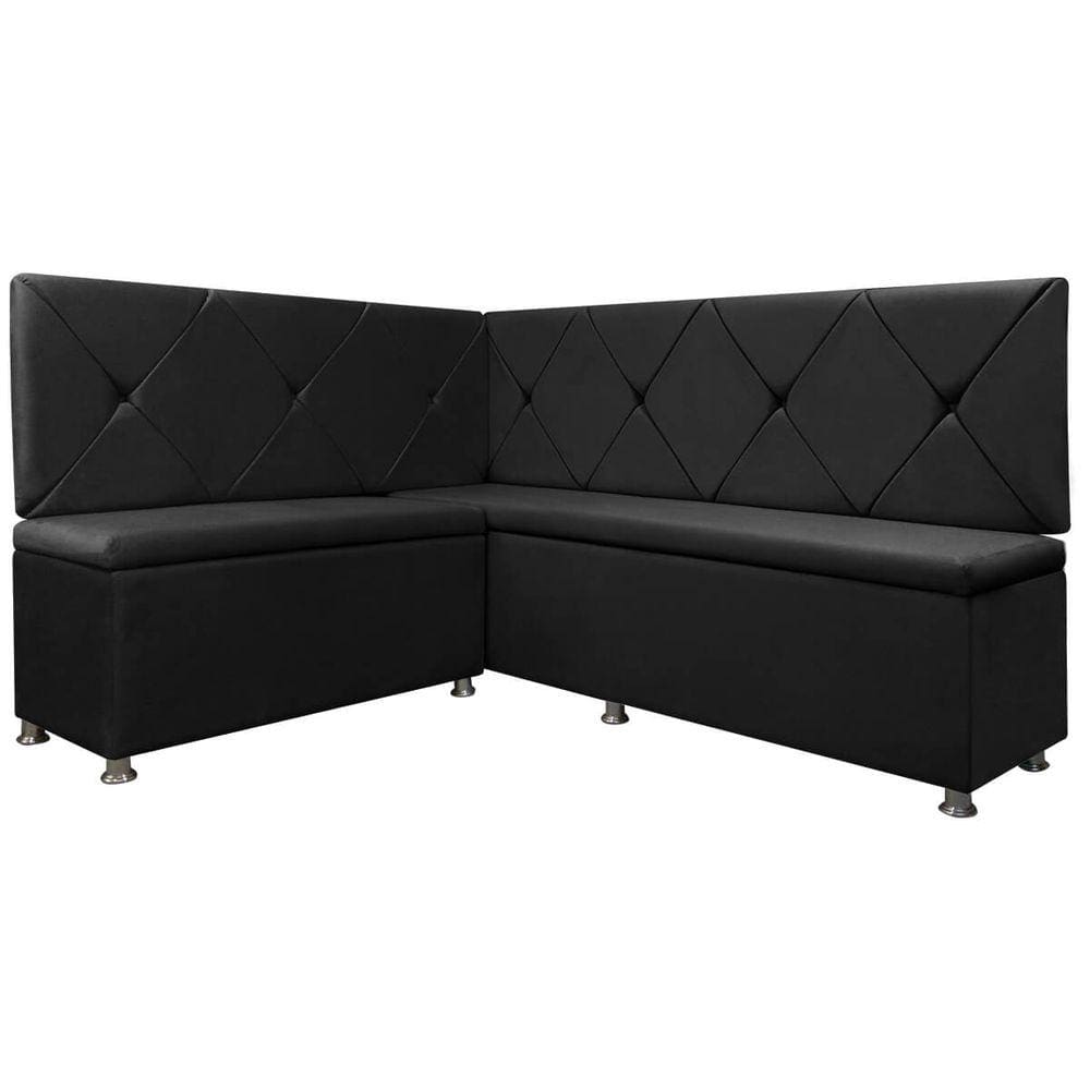 Kit Canto Alemão para Casa Cozinha 1,25x1,60m Veludo Preto SOFA STORE