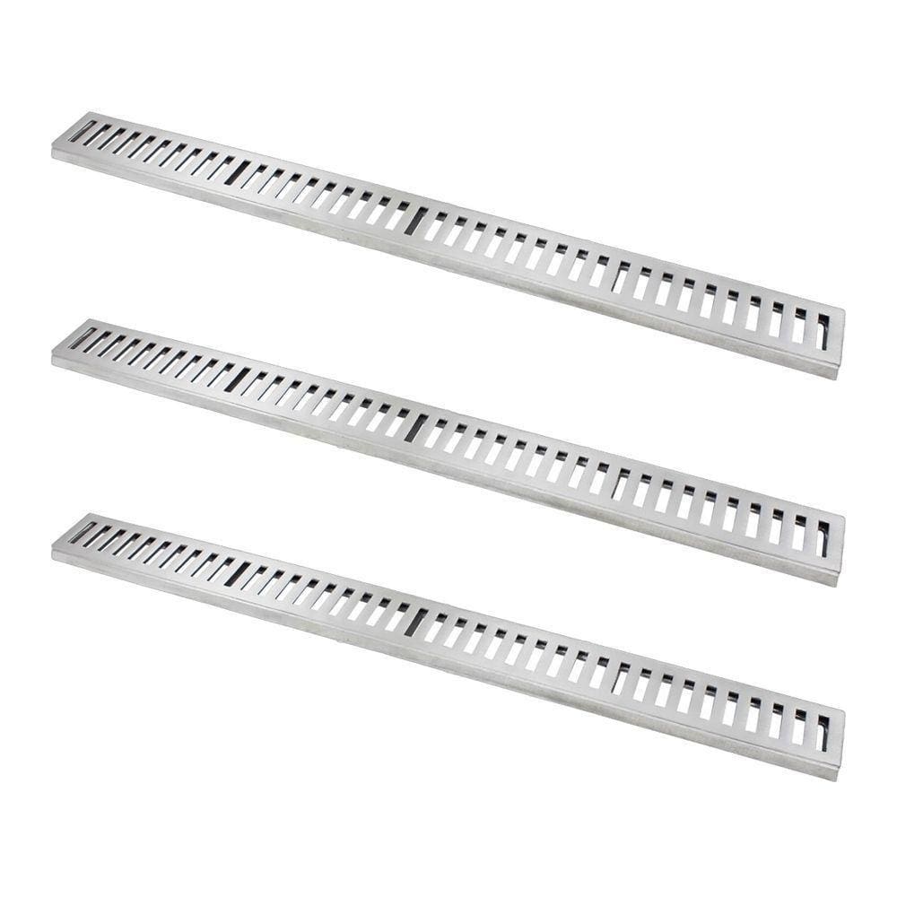 Kit 3 Ralo Grelha Linear Caixilho Alumínio Polido 10x100cm