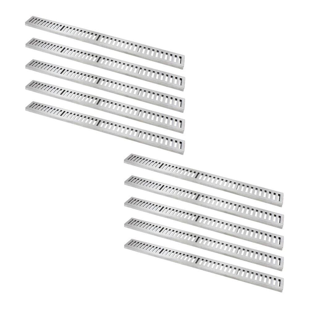 Kit 10 Ralo Grelha Linear Caixilho Alumínio Polido 20x100cm