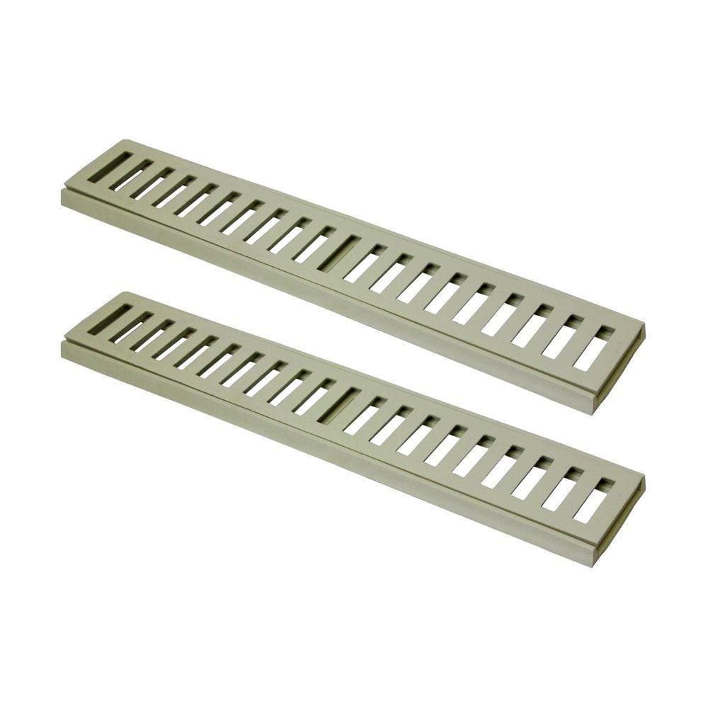 Kit 2 Ralo Grelha Linear Caixilho Em Alumínio Bege 15x50cm