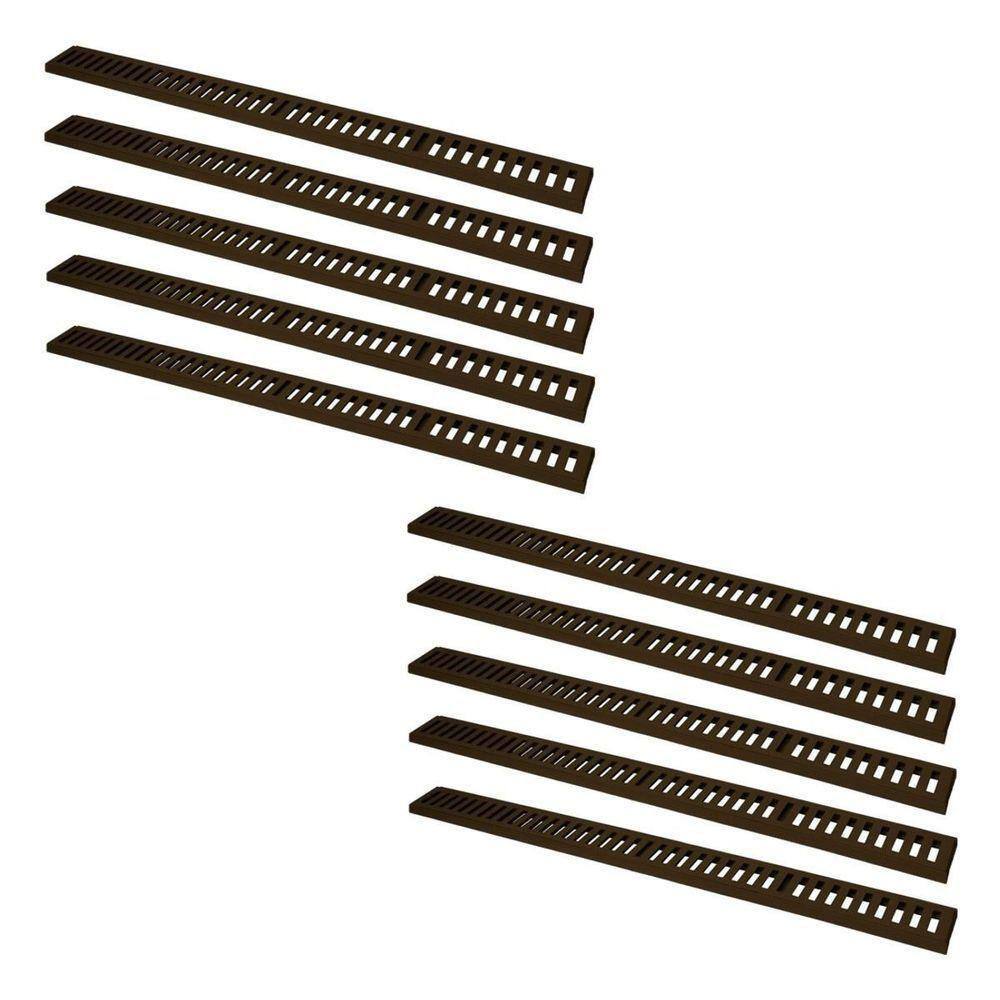 Kit 10 Ralo Grelha Linear Caixilho Alumínio Marrom 20x100cm