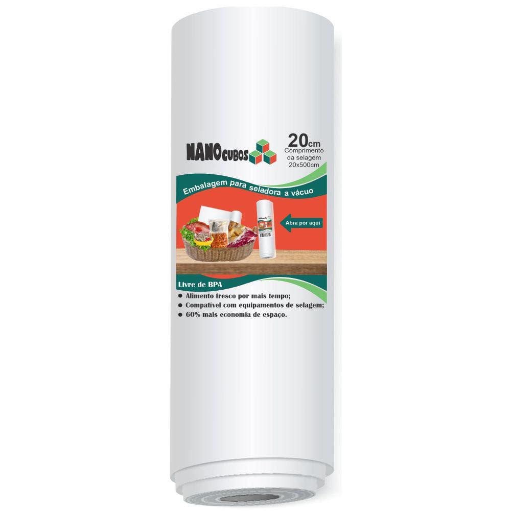 Kit 10 Rolos Nanocubos 20X500Cm Ranhura Seladora A Vácuo