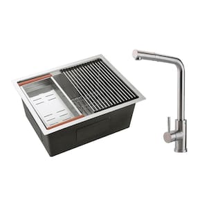 Kit Cuba para Cozinha com Acessórios Aruá e Torneira Misturador Monocomando Extensível Gurupi - Prata