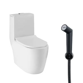 Kit Vaso Sanitário Monobloco Amazonita e Ducha Higiênica para Banheiro Apa - Branco e Preto