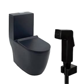 Kit Vaso Sanitário Monobloco Amazonita e Ducha Higiênica para Banheiro Jacuí - Preto