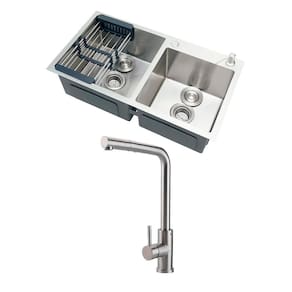 Kit Cuba para Cozinha Awá e Torneira Misturador Monocomando Extensível Gurupi - Prata