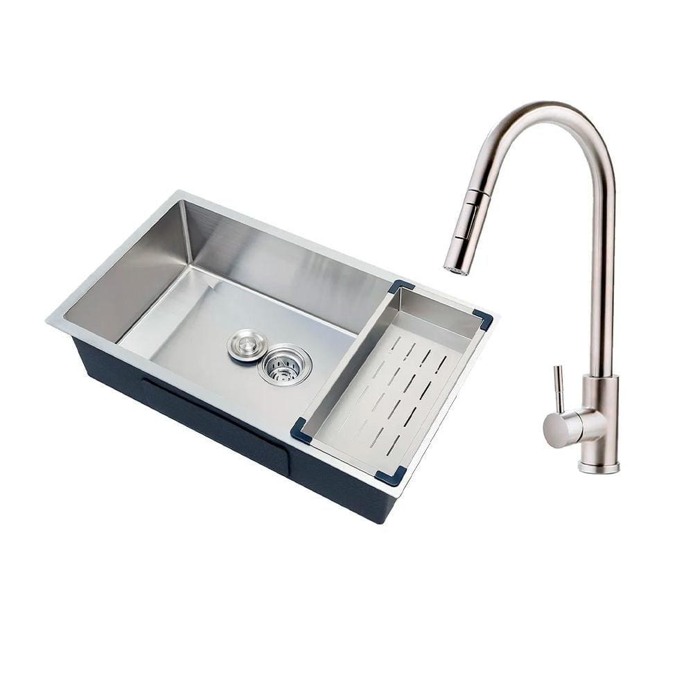 Kit Cuba para Cozinha Terena 74 cm e Torneira Misturador Monocomando em Aço Inox Iriri - Prata