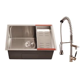 Kit Cuba para Cozinha Terena 58 cm e Torneira Misturador Monocomando Extensível Ituí - Prata