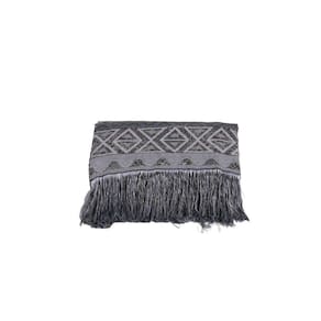 Manta Xale Rustic  Jacquard 1 pç Cinza