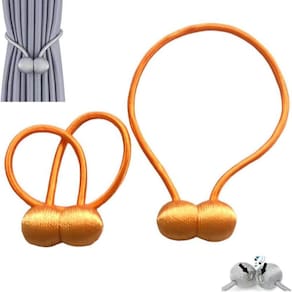 Kit 2 Prendedores De Cortina Magnético Presilhas Cor Laranja