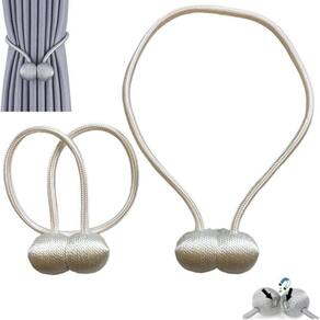 Kit 2 Prendedores De Cortina Magnético Presilhas Cor Branco