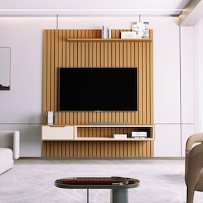 Painel para Tv até 75 Polegadas Ripado Tucumã 1.8 Marrom/Pérola